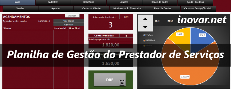 Planilha de Gestão para Prestadores de Serviços – Relatório de Caixa Diário