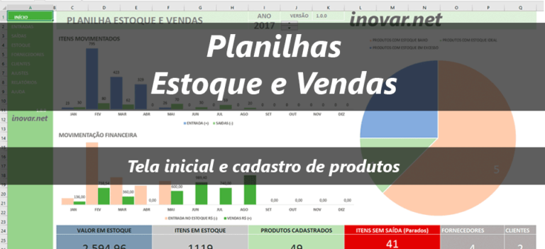 Planilha Estoque e Vendas – Registrando produtos no estoque