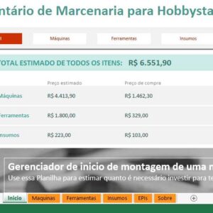 Planilha Inventário e orçamento para montar Oficina
