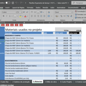 Calculo de Orçamento de Serviços